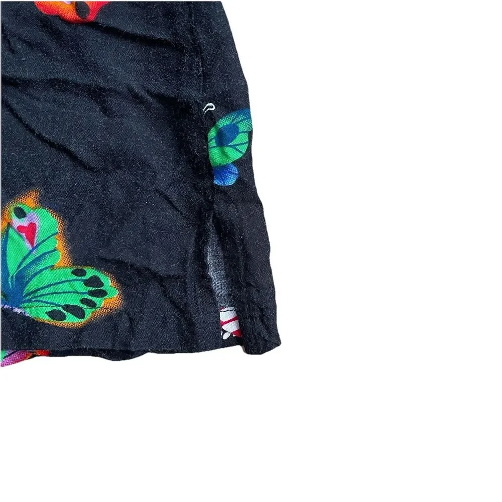 Vintage Jane Ashley Women’s Dress Size Large Butterfly Slit Shift Black 90s - Picture 4 of 4